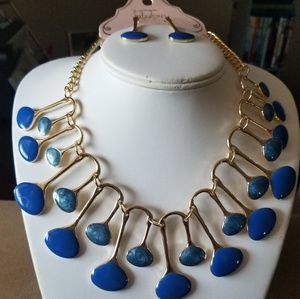 Gold and Blue Fashion Statement necklace